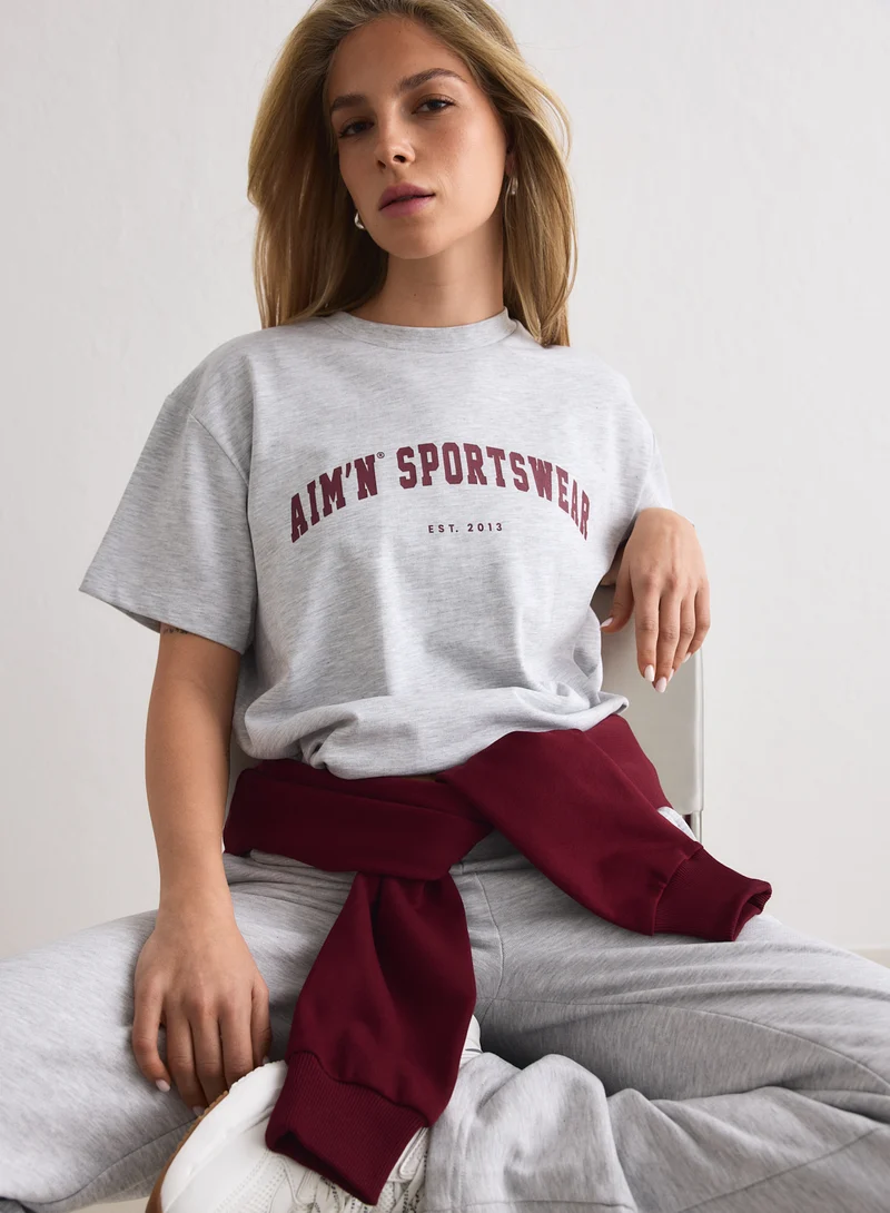 Light Grey Melange Varsity Boxy T-shirt