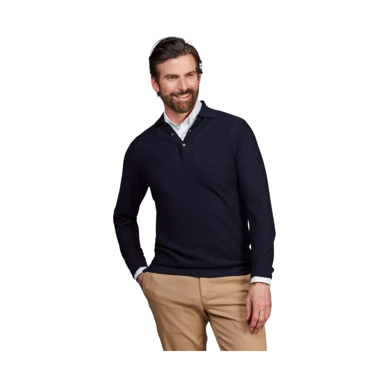 Merino Structure Polo - Navy