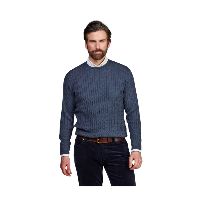 Crew Neck Cable Knit - Blue