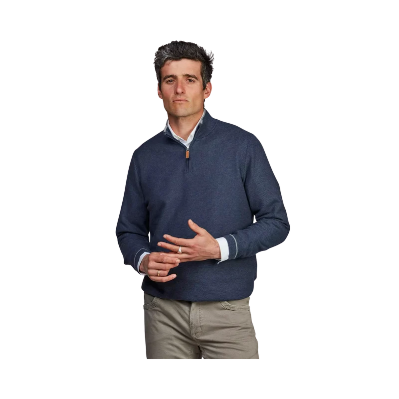Half Zip Structure Knit - Blue