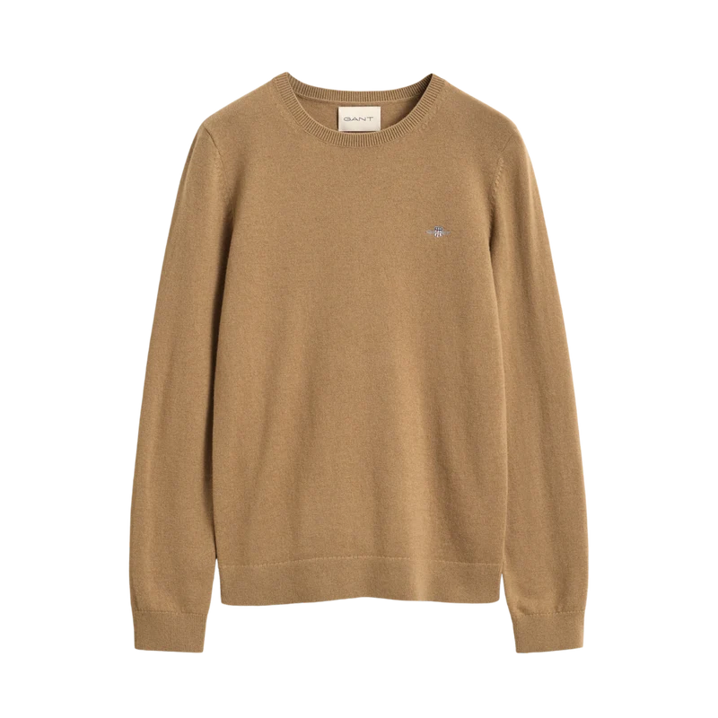 Wool Cotton C-Neck - Warm Khaki