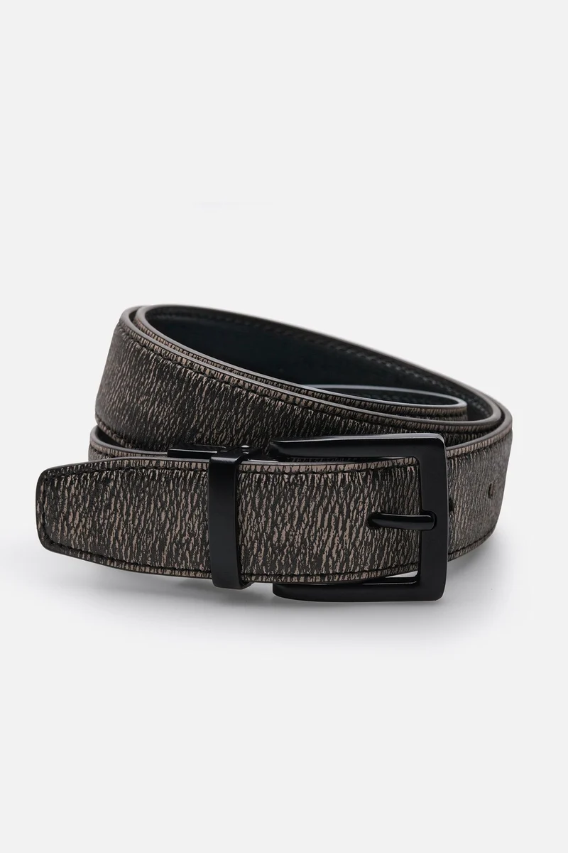BELT ZKM93339C 3,2 CM TAUPE/BLACK MATT BLACK