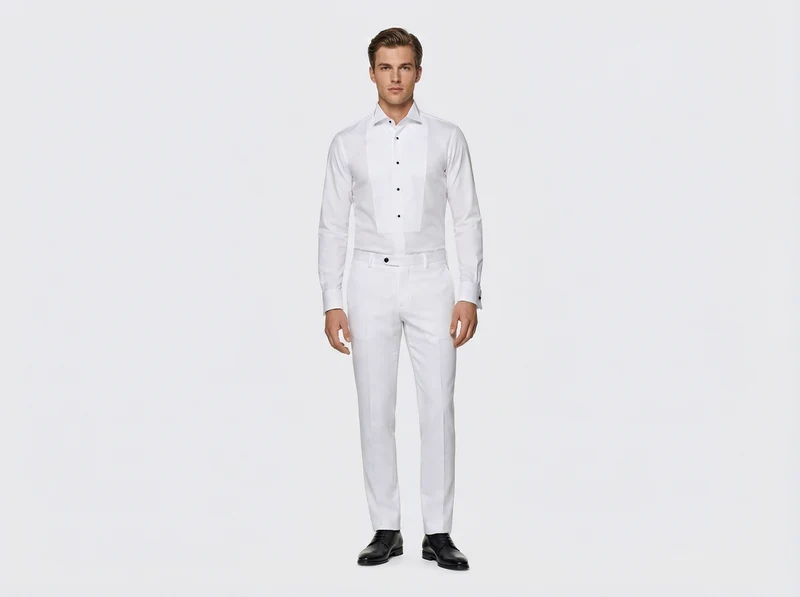 White Tuxedo DS Cotton Shirt Satin
