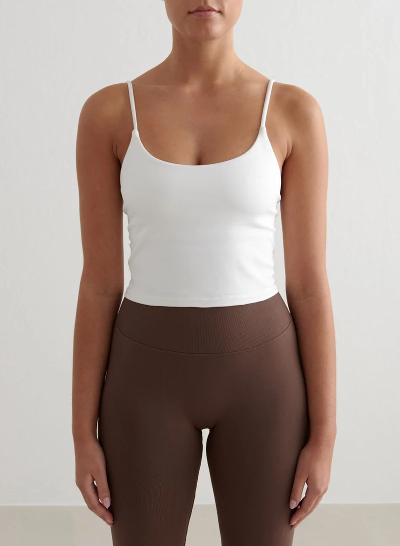 White Shape Seamless Strap Singlet