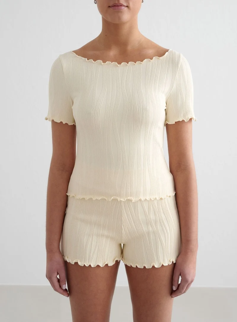 Almond White Tulip Short Sleeve Top