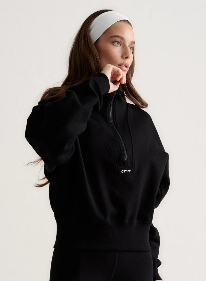 Black Sportif Half Zip Hood