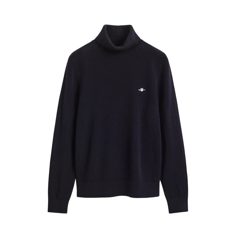 Wool Cotton Turtleneck - Evening Blue