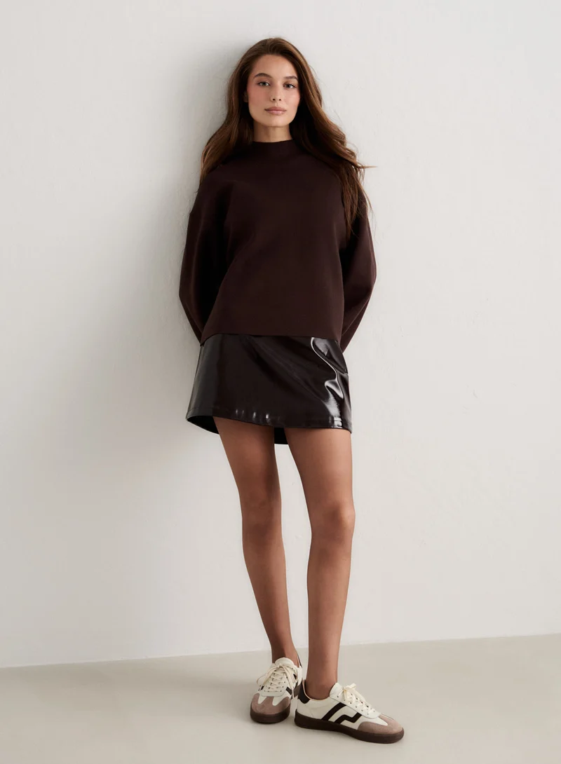 Chocolate Faux Leather Skirt