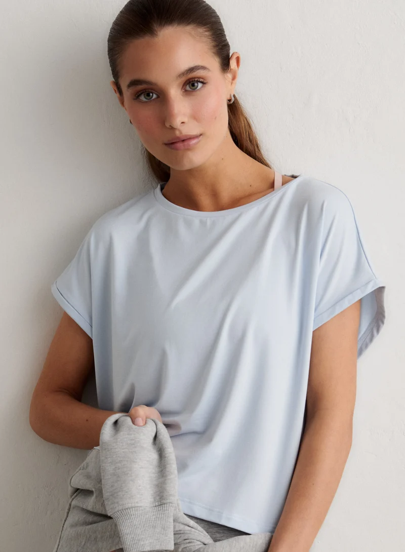 Aura Soft Basic Roll Sleeve Top