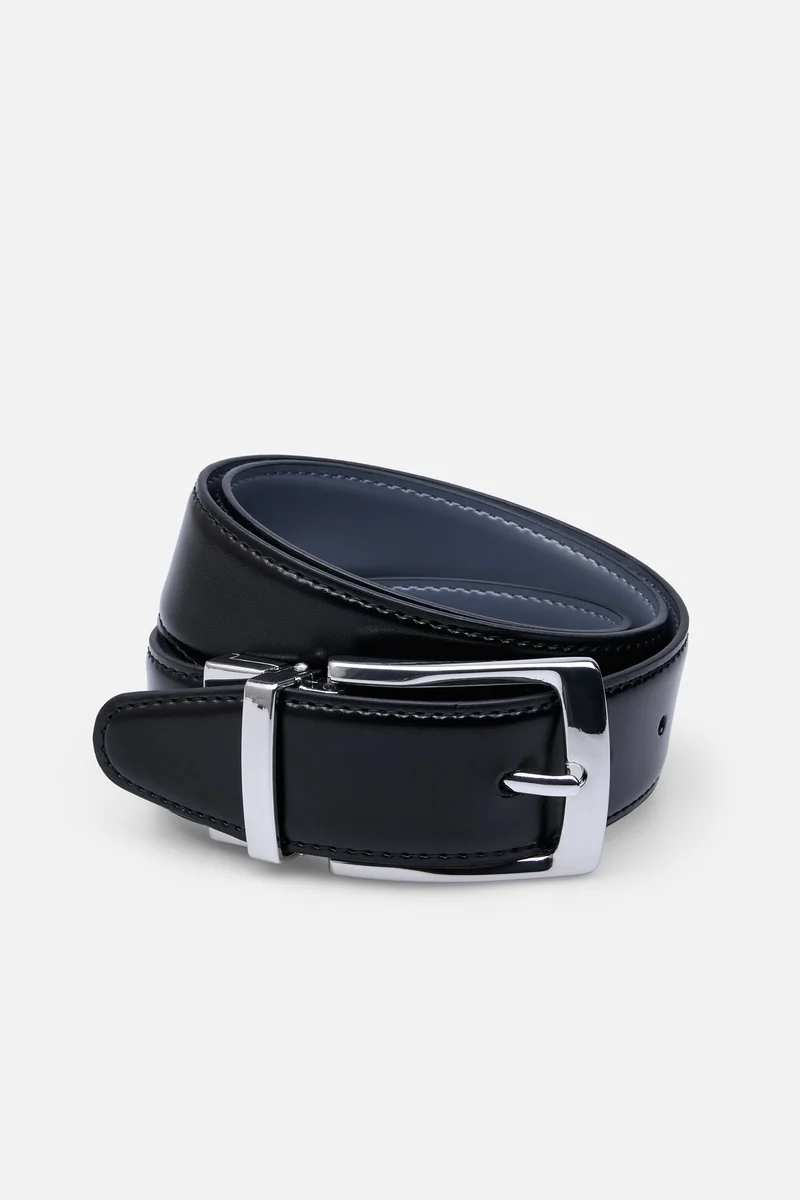 BELT DOUBLE BLACK/GREY NICKLE SATIN 3.5CM