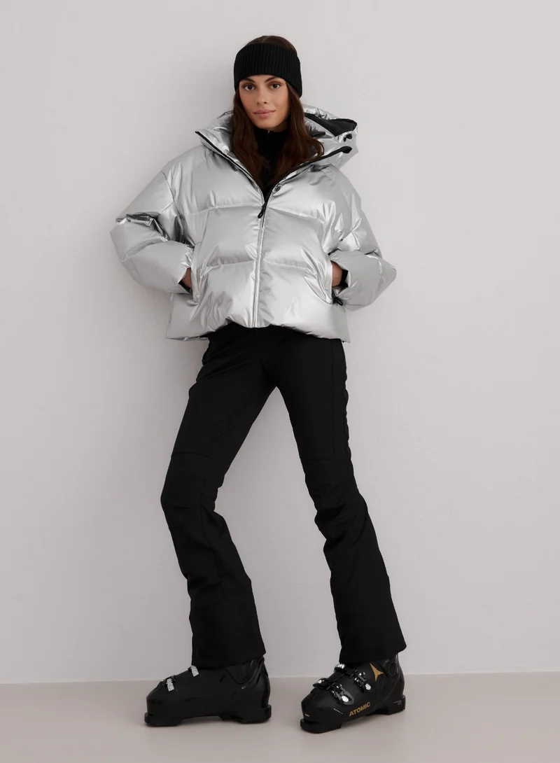 Silver Cortina Glossy Puffer Jacket