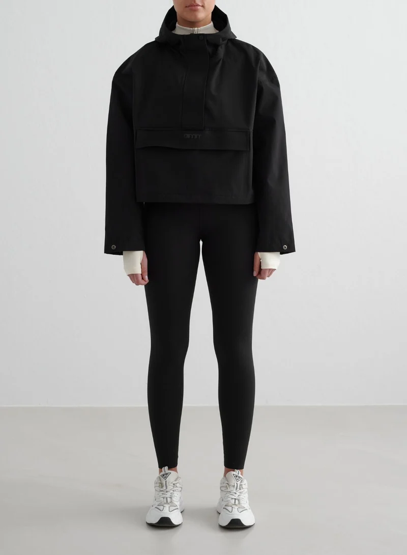 Black Cropped Waterproof Anorak