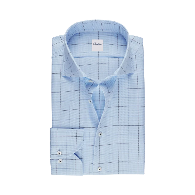 Slimline C75 RM cuff - Light Blue Check