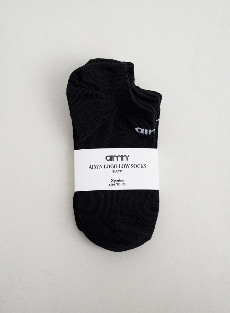 Black Aim'n Logo Low Socks 3-Pack