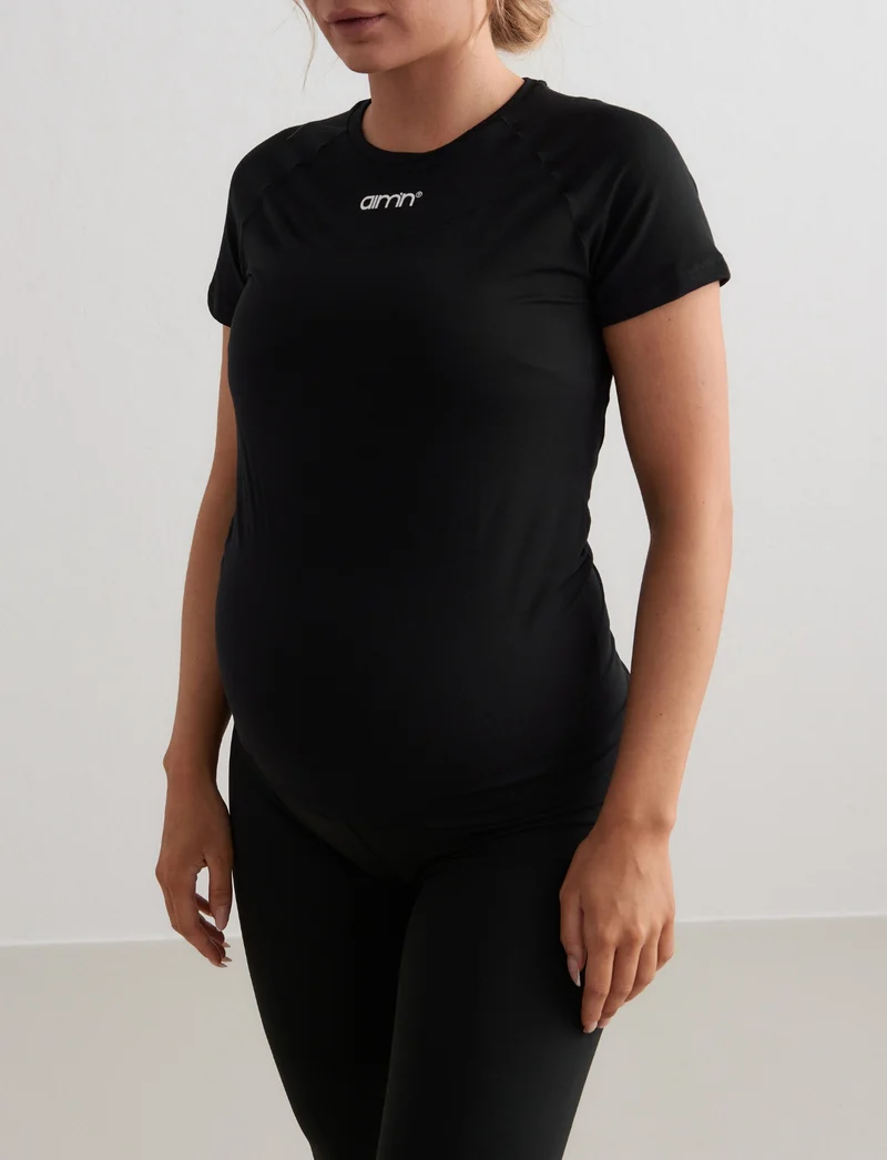 Black Soft Basic Maternity Short Sleeve
