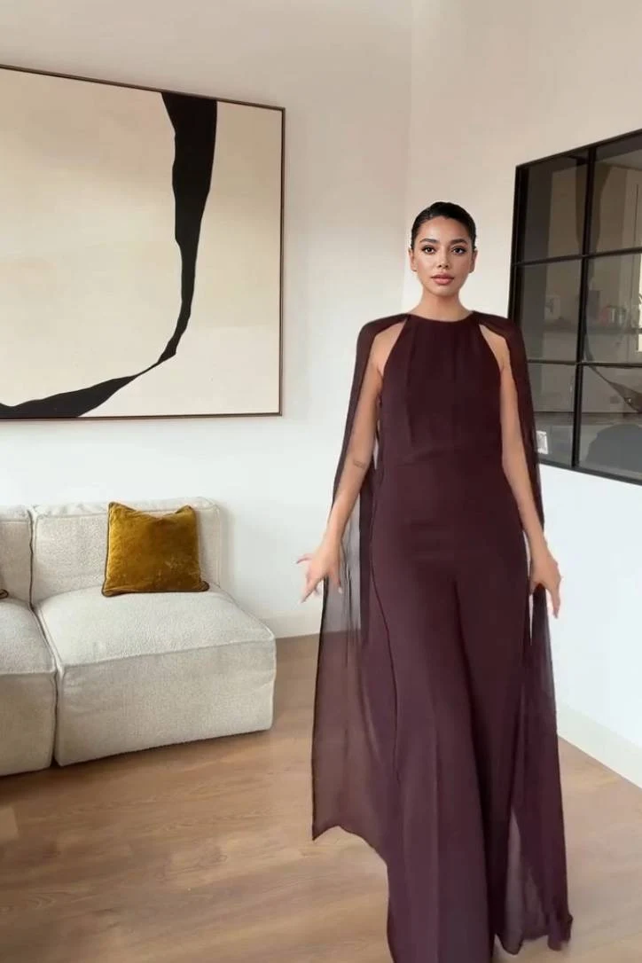 Minimalist Shawl Design Jumpsuit