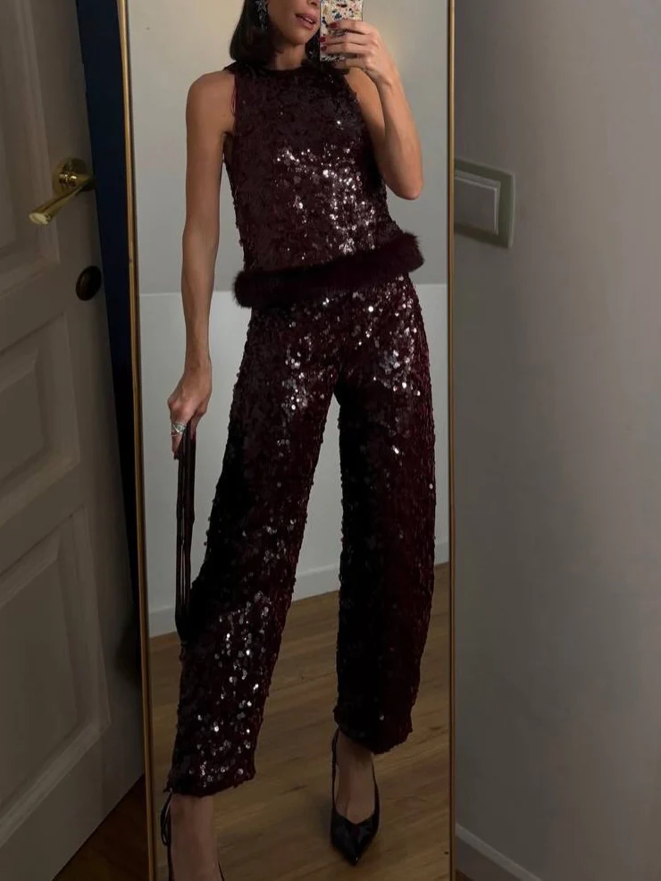 Exquisite Sequined Two-Piece Set
