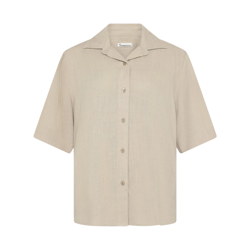 Loose linen-mix short sleeve - Light feather gray