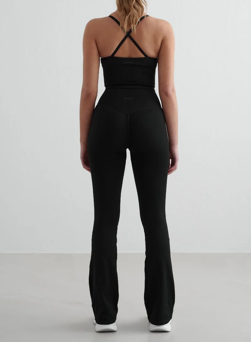 Black Shape Seamless Flare Tights