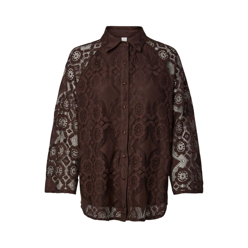YASAlmi 7/8 Lace Shirt - Coffee Bean