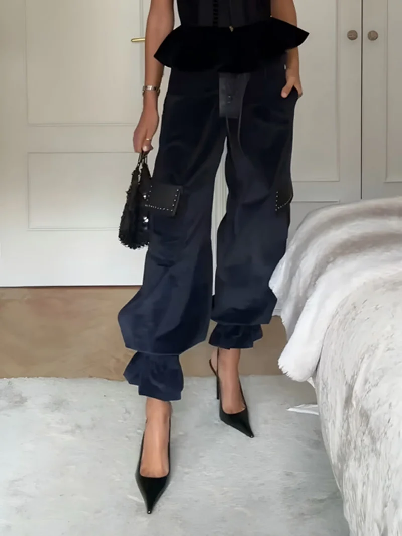 Retro Fashion Corduroy Drawstring Tapered Pants