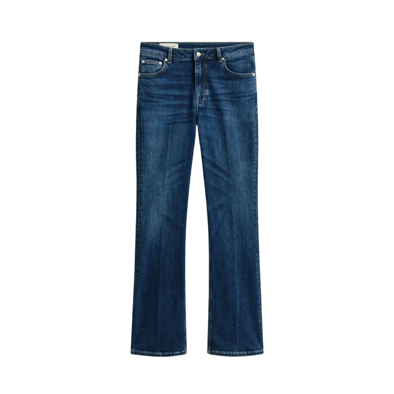 Slim Flared Jeans - Dark Blue Worn In
