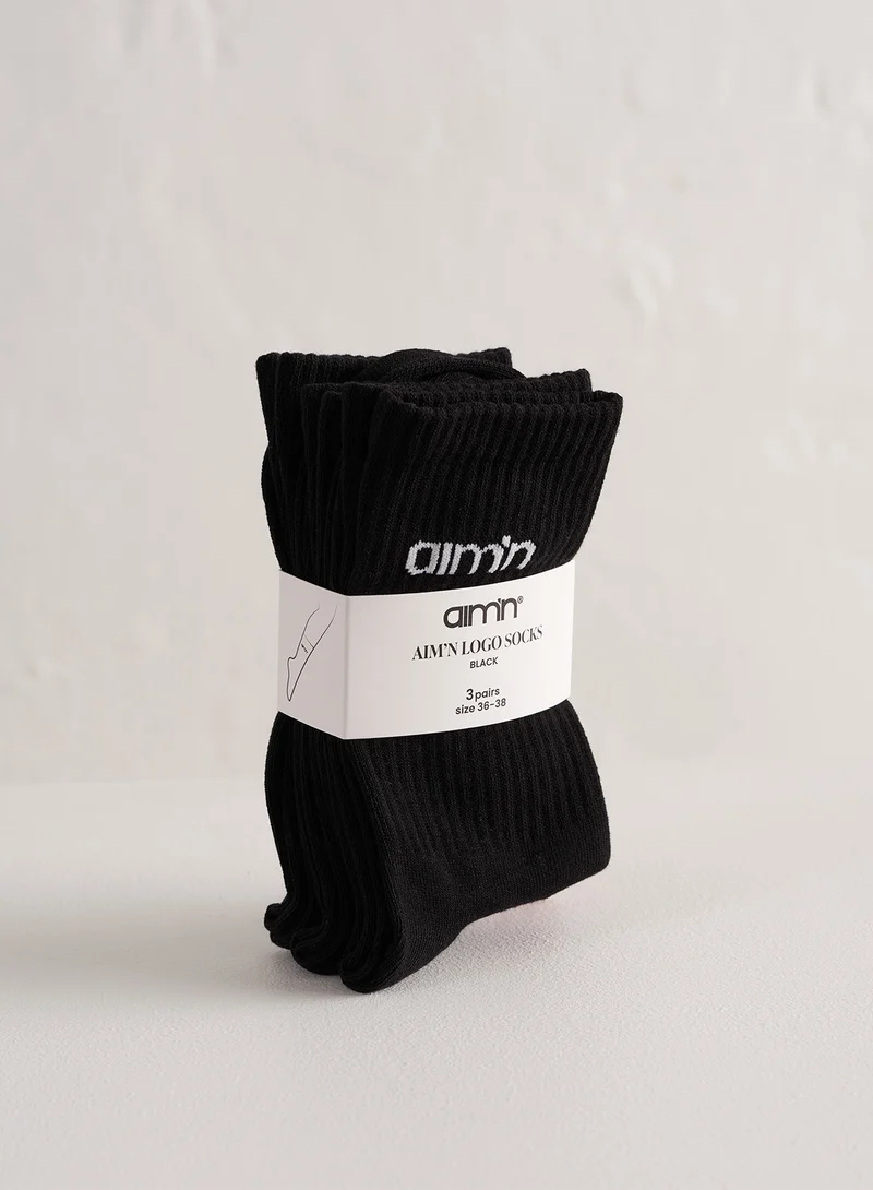 Black Aim'n Logo Socks 3-Pack