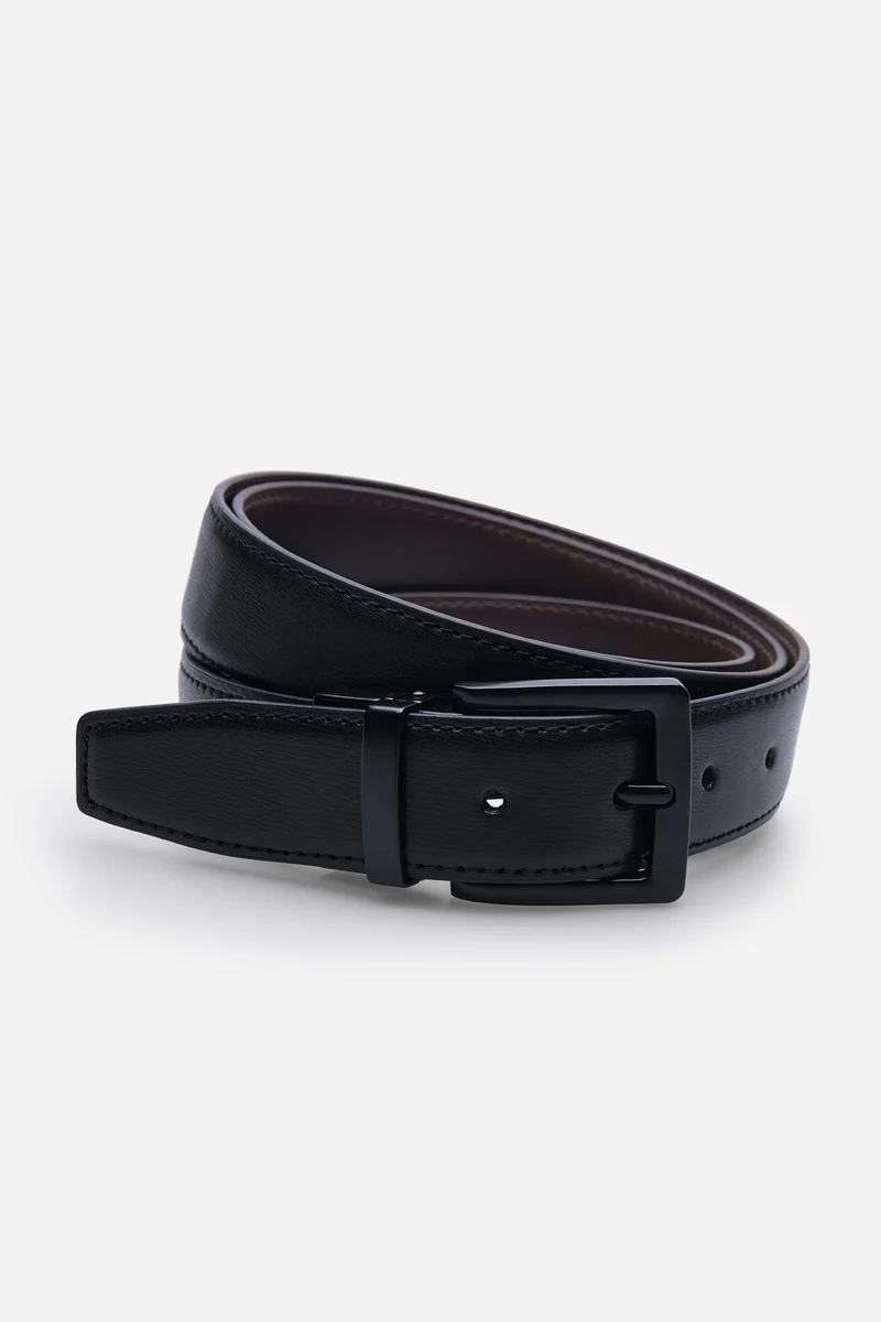 BELT ZKM93339A 3,2 CM BLACK/DK.BROWN