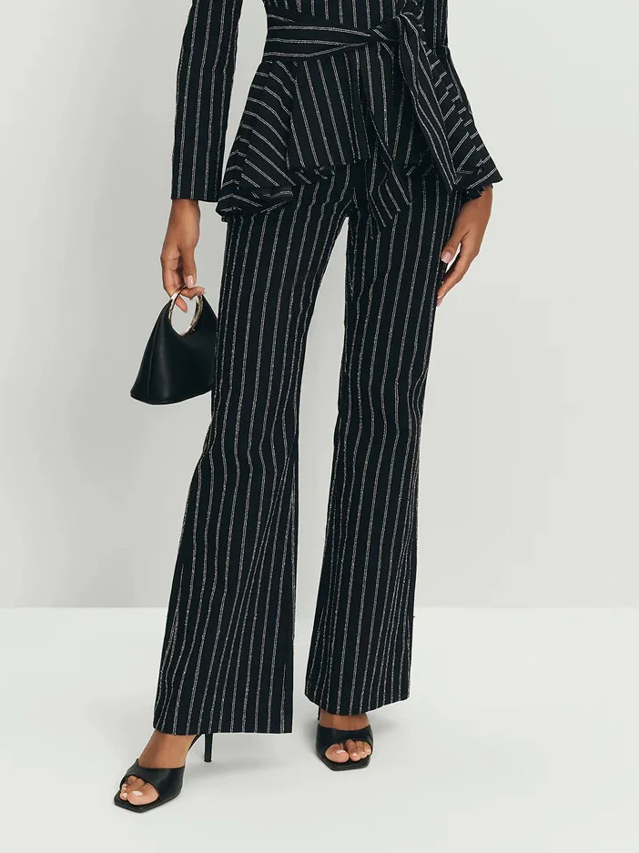 Elegant Striped High Waist Flared Pants