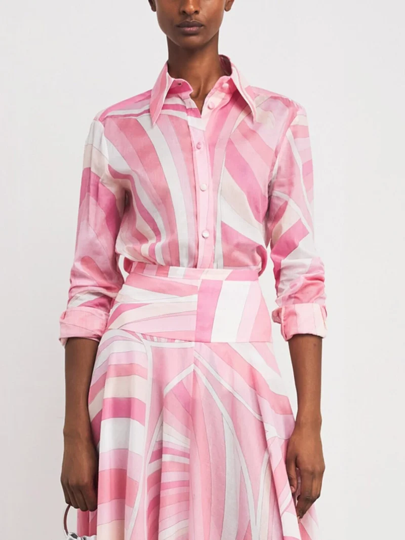 Exquisite Geometric Print Long-sleeved Shirt