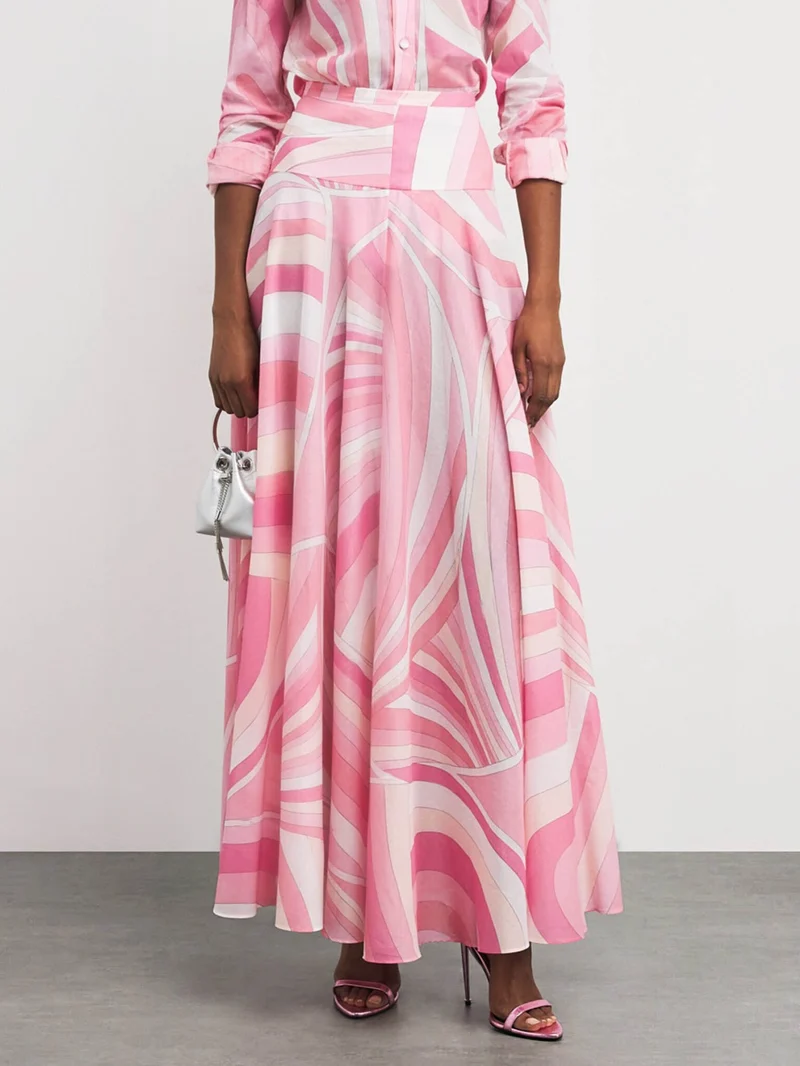Exquisite Geometric Print Flared Skirt