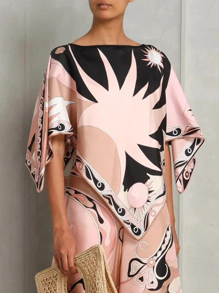 Unique Abstract Print Short Shirt