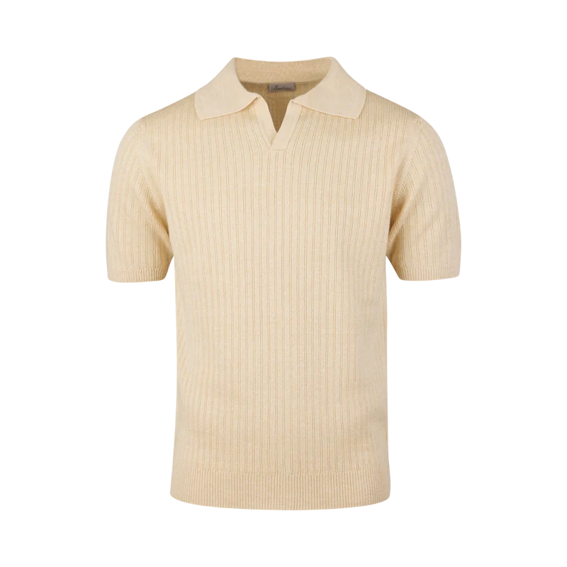 Polo Shirt Knitted Ribbed - Champagne