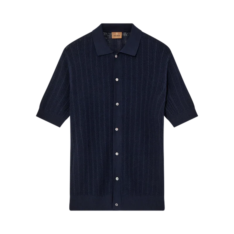 MMGDario Button SS Polo Knit - Estate Blue