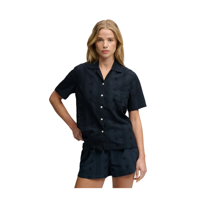 Heritage Broderie S/S Shirt - Eclipse Navy