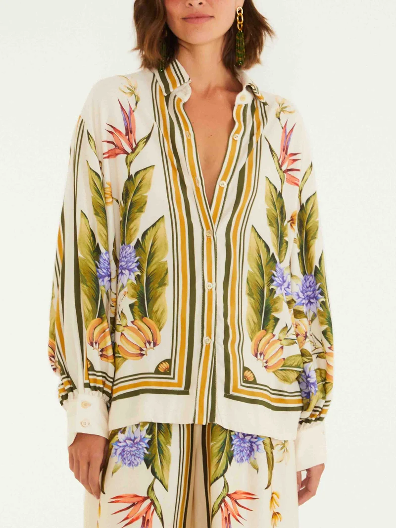 Exquisite Satin Floral Print Shirt