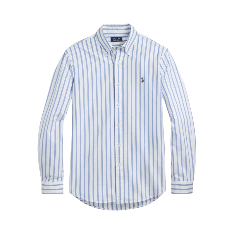 Long Sleeve Sport Shirt - Blue/White