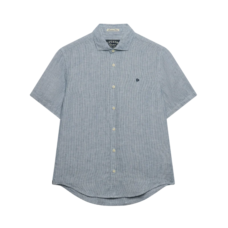Riviera S/S Linen Shirt - Ticking Navy Stripe