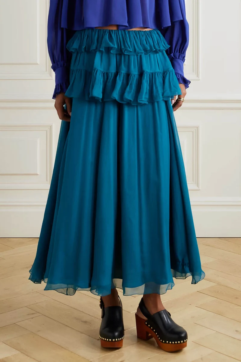 Exquisite Multi-Layered Pleated Chiffon Tulle Skirt