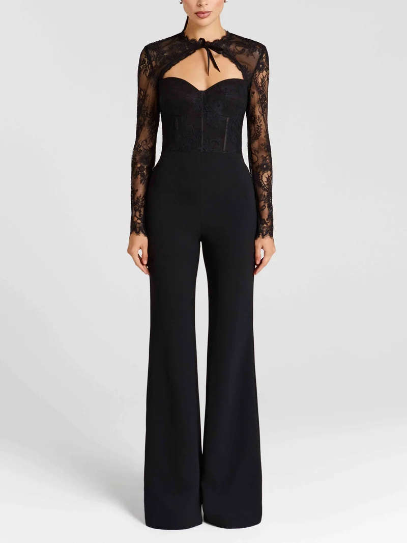 Elegant Lace Long-sleeved Jumpsuit