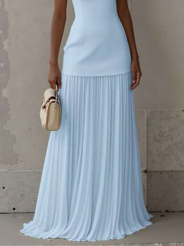 Exquisite Pleated Elastic Waist Skirt