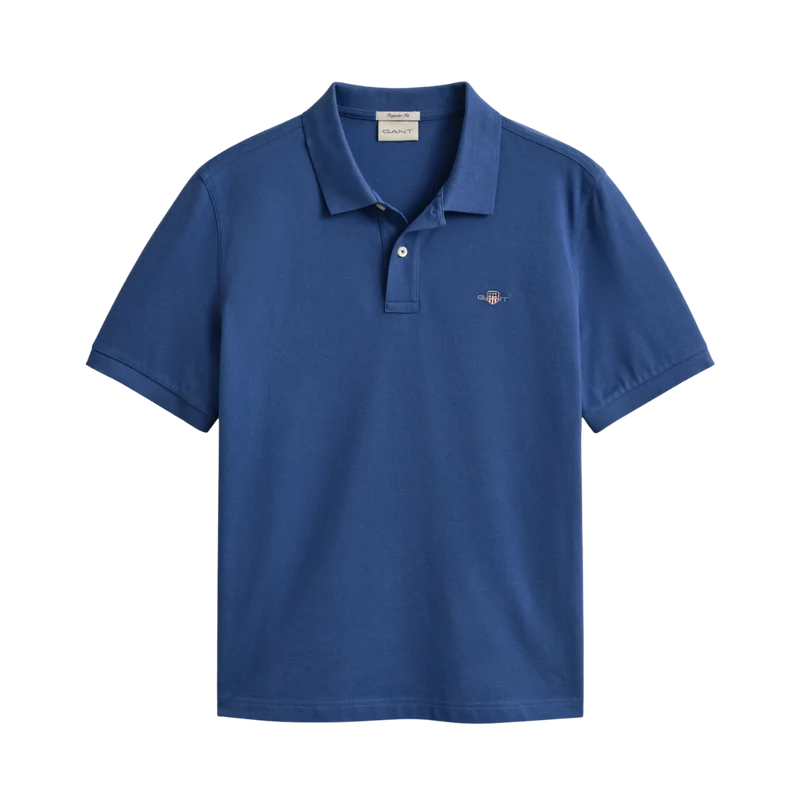 Shield SS Pique Polo - Vintage Blue