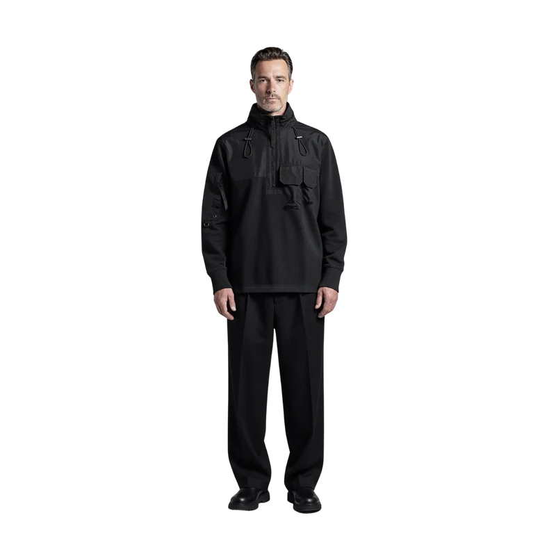 Half Zip Hybrid Sweater - Black