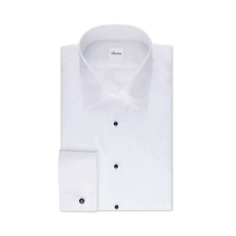 Slimline C56 Fly front open Pleats DR cuff - White
