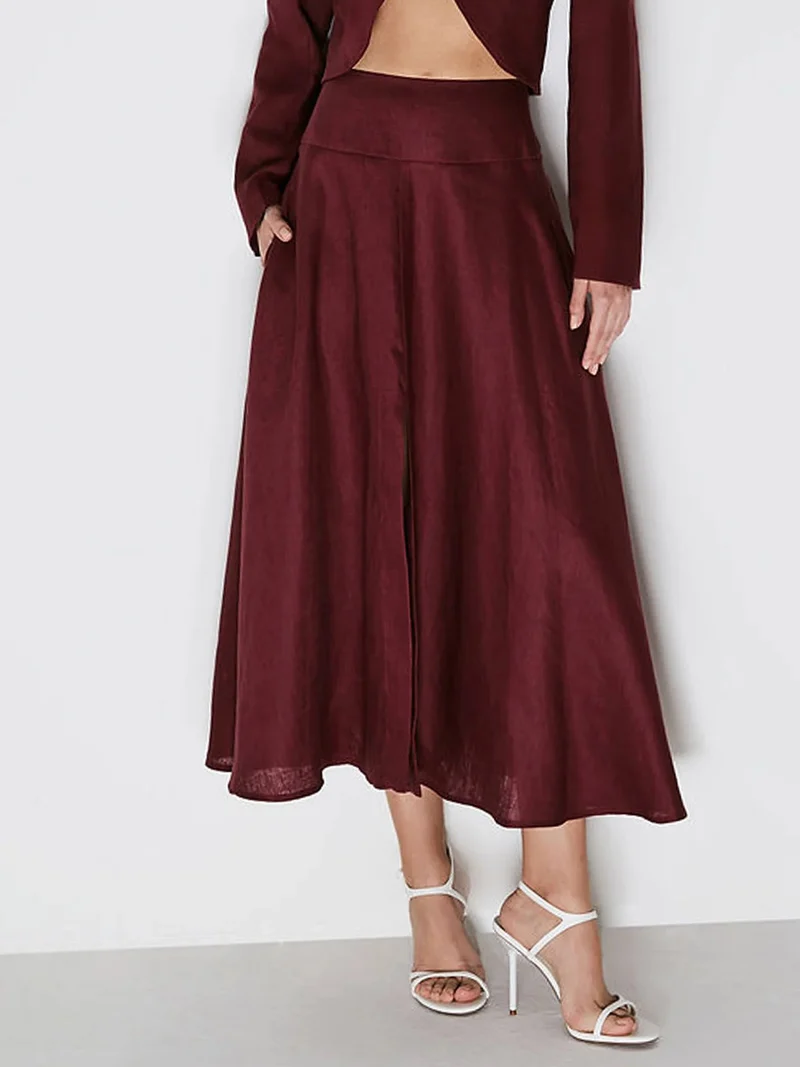 Elegant Front Slit A-line Skirt
