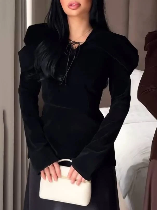 Vintage Velvet Shirt And Skirt Suit-Shirt