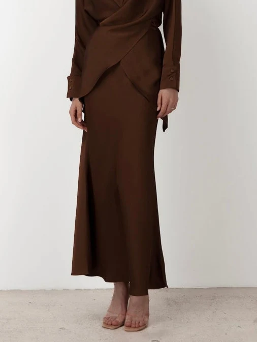 Elegant Draped Satin Mermaid Maxi Skirt