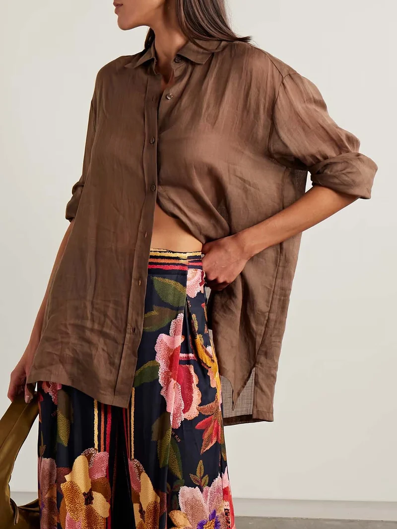 Exquisite Long-sleeved Slightly Sheer Shirt