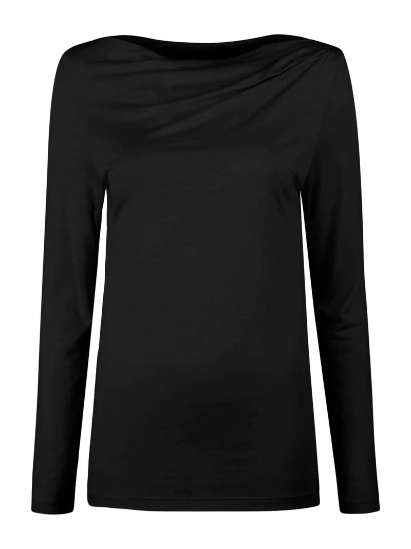 Svart Milani Draperad Topp