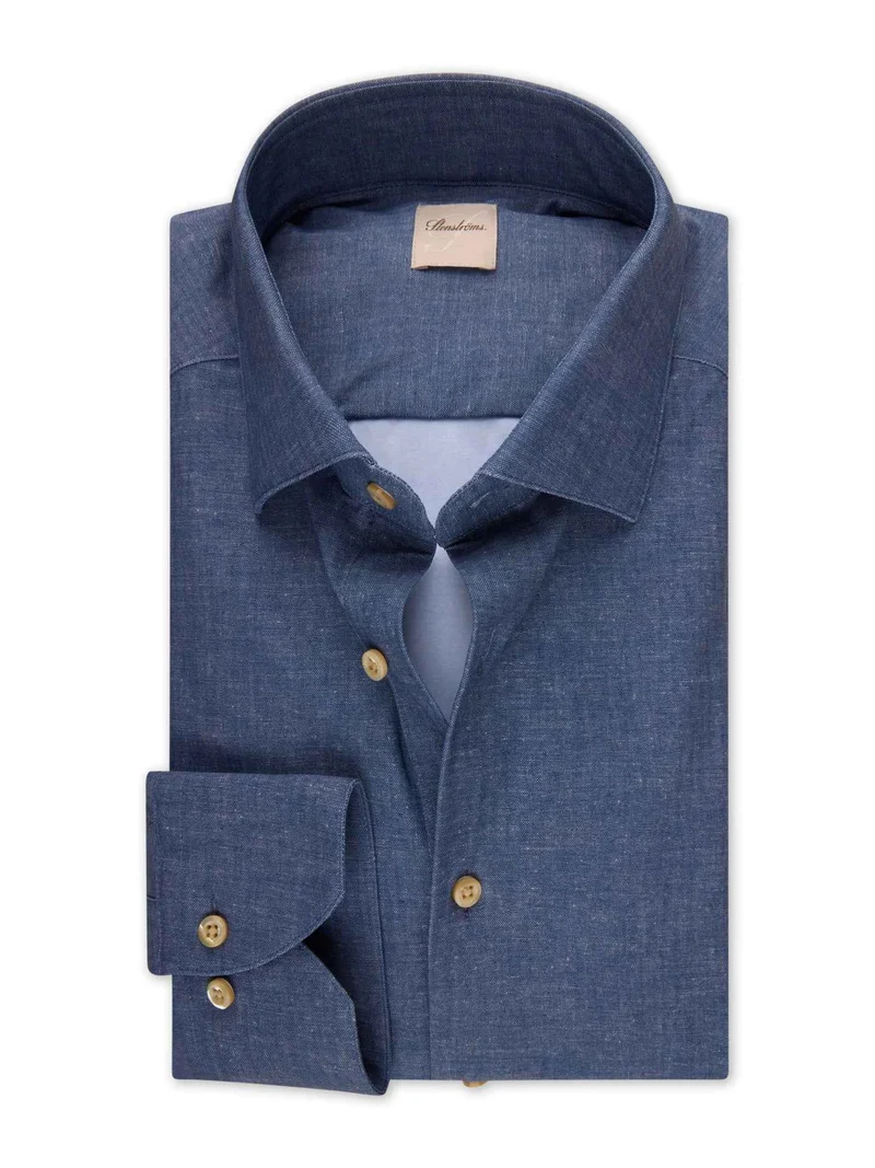 Blå Denimlook Active Stretchskjorta